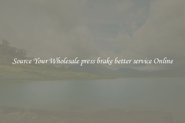 Source Your Wholesale press brake better service Online